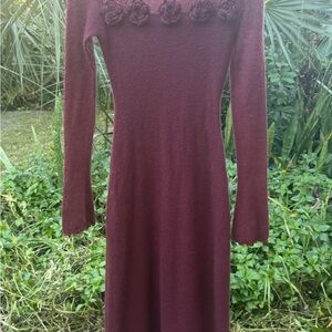 Commense Maroon Long Sleeve Dress